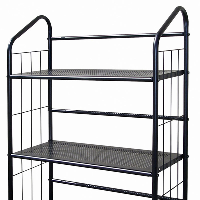 Grande bibliothèque à livres sur pied en métal, finition noire, (3 tablettes) H 37,02 po x l 11,01 po x P 26,01 po