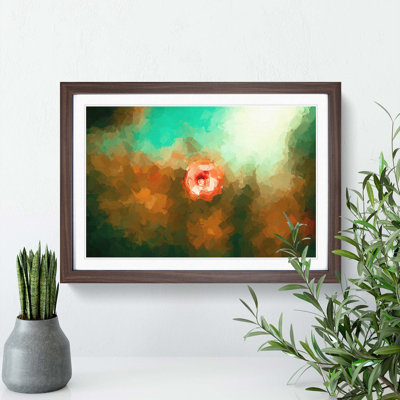 Lone Pink Flower in Abstract - Picture Frame Graphic Art Print