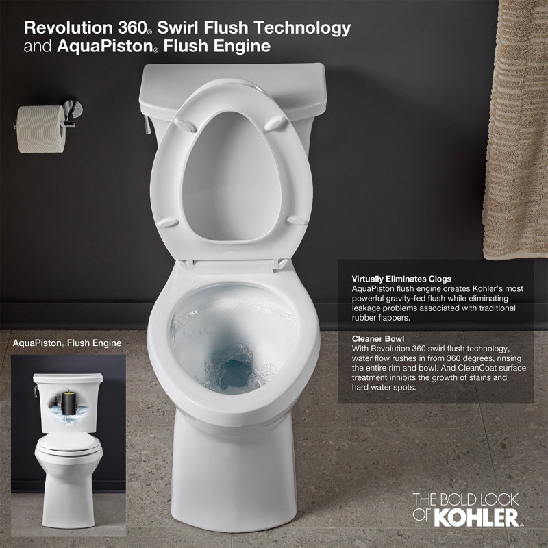 Corbelle™ 1.28 GPF Water Efficient Elongated Two-Piece toilet (Seat Not Included), White, Left-Hand