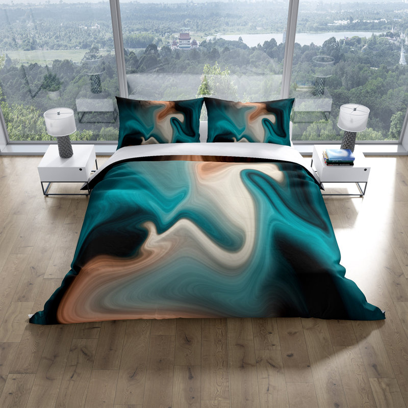 Polyester Abstract Duvet Cover, King Duvet Cover + 2 Shams