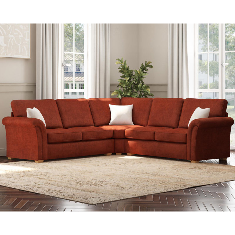 Castleacre Corner with two seats both sides, Fixed Back, Marmalade Polyester