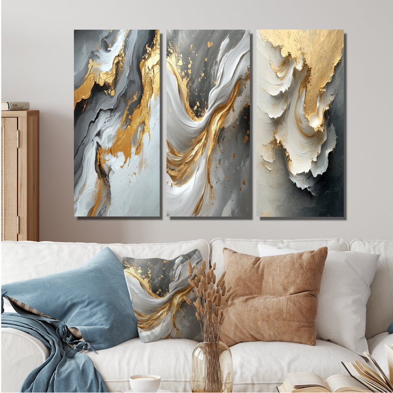 Abstract Marble Tones I - Collection d'impressions sur toile marbrée, Toile tendue, H 28 po x l 36 po, Ne s’applique pas