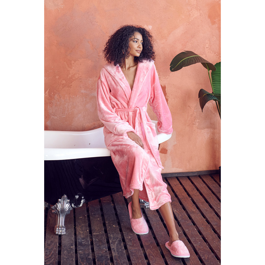 LOTUS LINEN Plush Hooded Robes - Women's Fleece Long Bathrobe with Hood Lotus Linen 