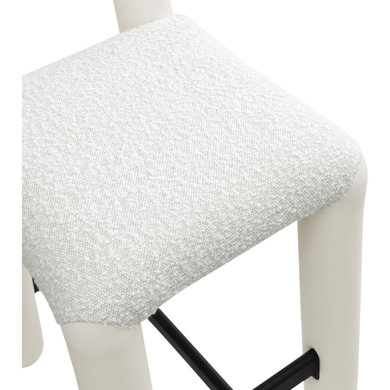 Amari Stool, Vegan Leather & Boucle Fabric, Cream