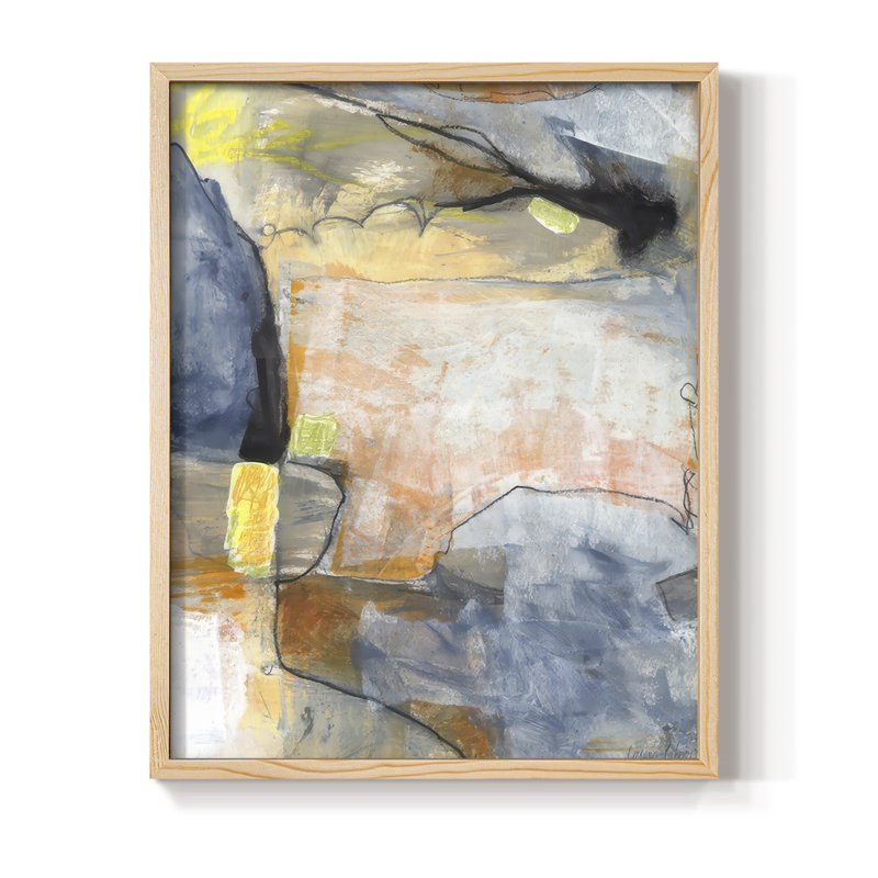 Lost in Reality II Framed Print - Solid Wood, Natural, 11" H x 9" W