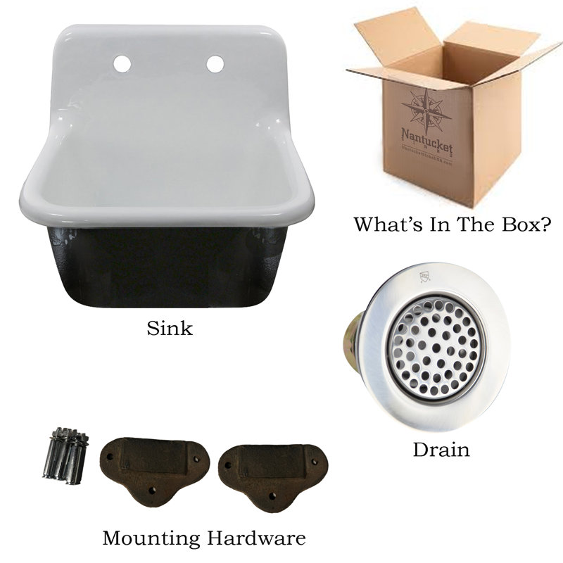 22" L X 18" W Wall Mount Service Sink with drain, Chrome Drain