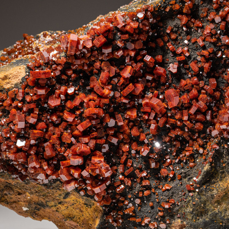 Vanadinite Crystal Cluster on Matrix from Mibladen, Atlas Mountains, Kh©Nifra Province, Morocco
