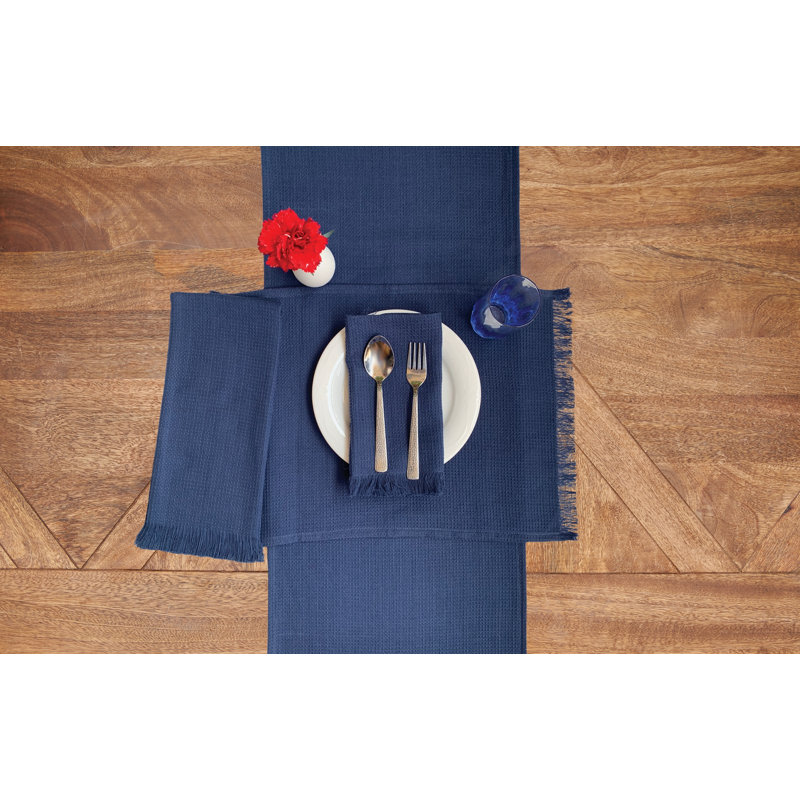 Hiekje Cotton Waffle Weave Cotton Napkin, Blue