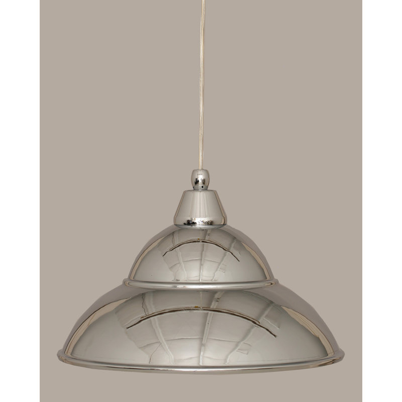 Mini-luminaire suspendu à cordon avec double abat-jour en métal, H 8,5 po x l 13 po, Chrome