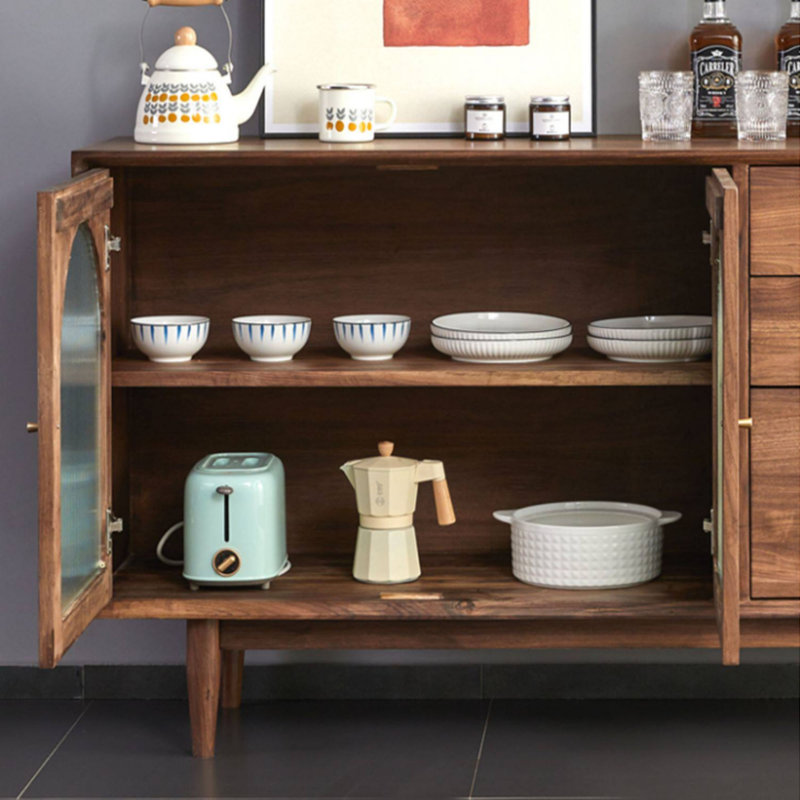 Buffet de rangement simple et moderne en bois massif, 33.46" H x 59.05" W x 15.74" D