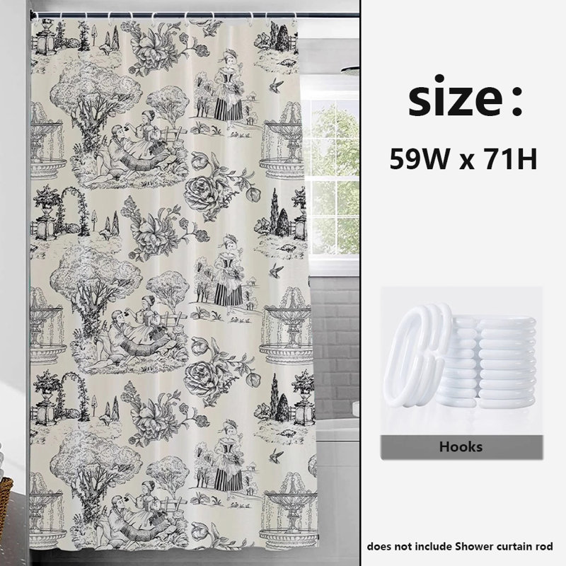 Rideau de douche en polyester, H 71 po x l 59 po