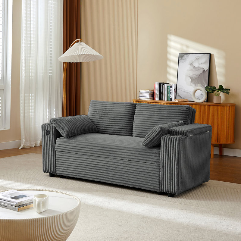 Canapé-lit en tissu gris foncé