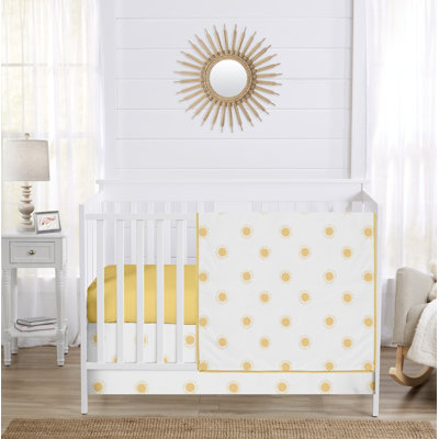 Boho Sun White and Mustard Yellow 3 Piece Crib Bedding Set by Sweet Jojo Designs
