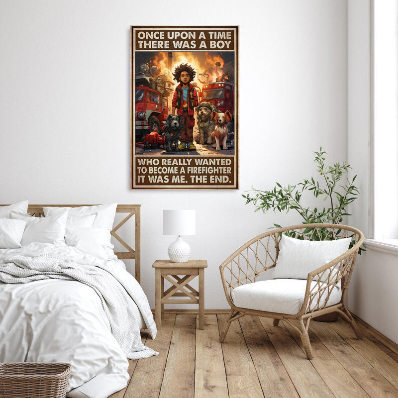 Un garçon à devenir pompier sur toile, H 14 po x l 11 po x P 1,25 po