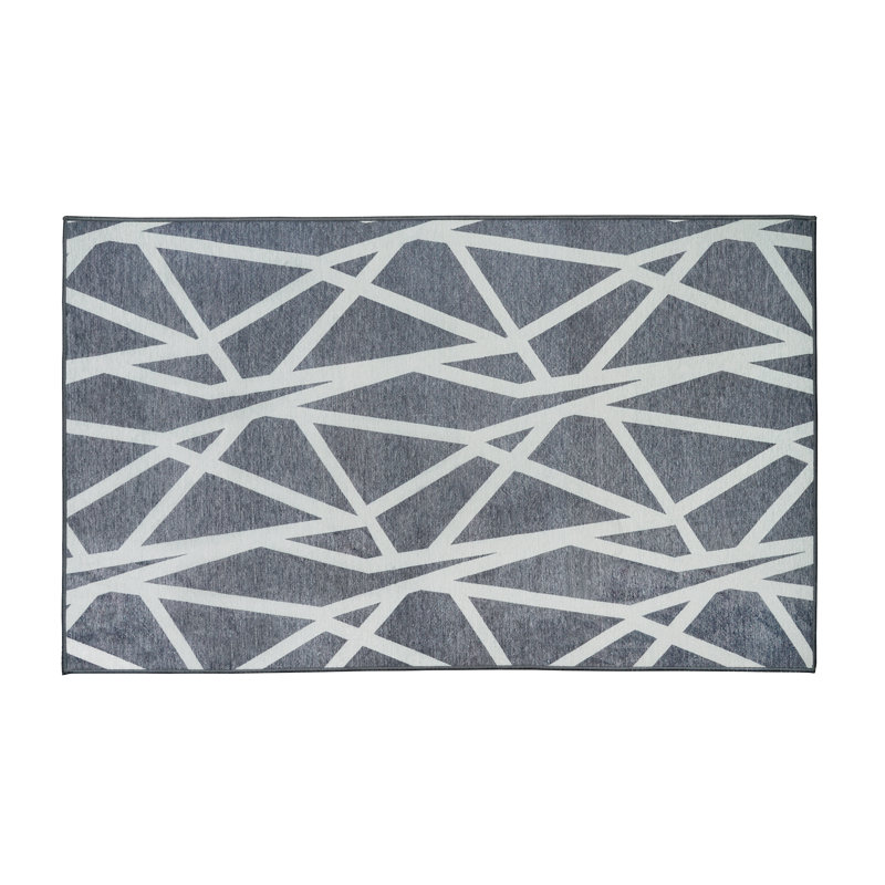 Intersections Slate Grey Washable Rug, Rectangle 3' x 5'