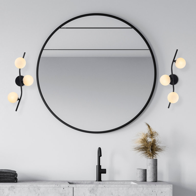 Modern Scandinavian Wall Lamp, Black Metal Body, 23 x 19 x 21.7 inches | Glass Cap with 3 x G9 Socket (Max 8W) | Double Insulated, IP20 Rated, Sleek Design for Living Room, Bedroom & Hallway - Bulb Not Included