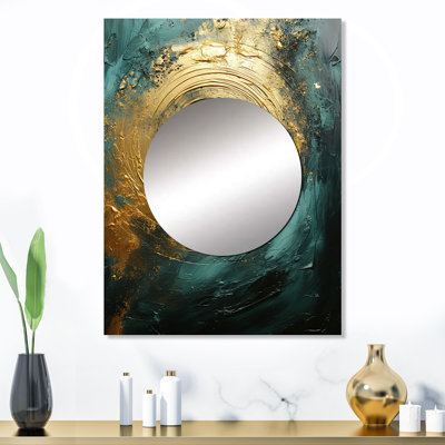 Highdell Midas Forest Spirals I - miroir mural décoratif à spirales abstraites, miroir moderne et contemporain, art imprimé en métal