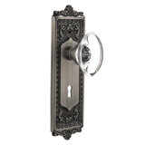 Egg & Dart Plate with Decorative Keyhole and Oval Clear Crystal Door Knob