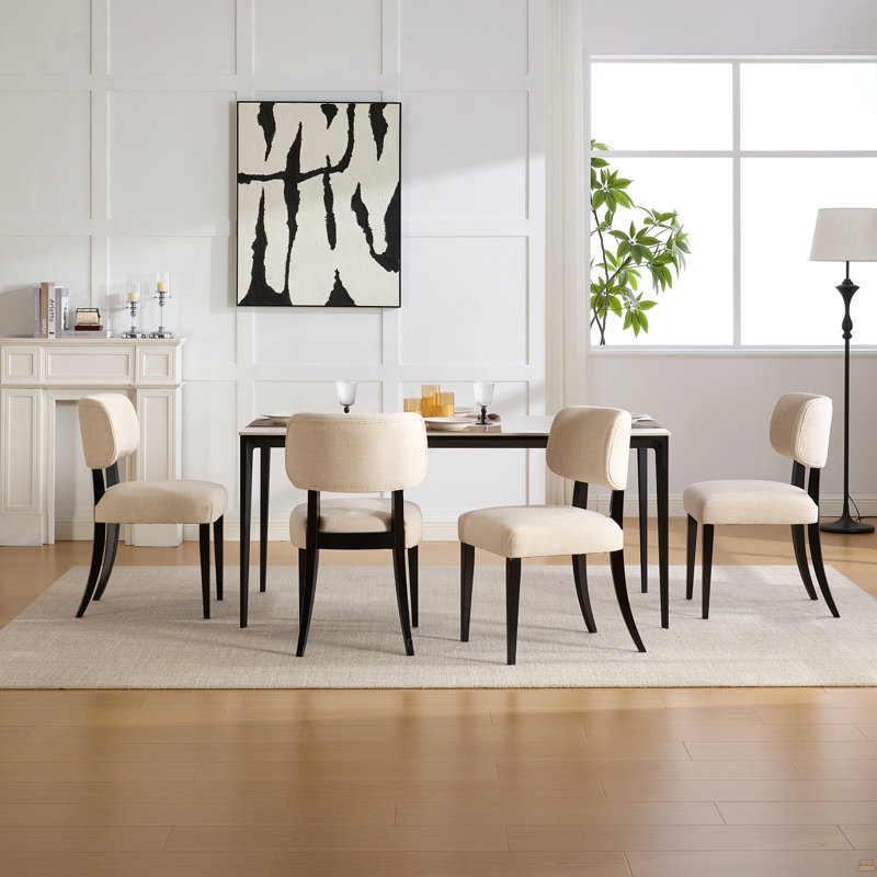 Wooden Dining Chairs Set Of 2, Fabric Upholstered Dining Room Chair Kitchen Chairs
