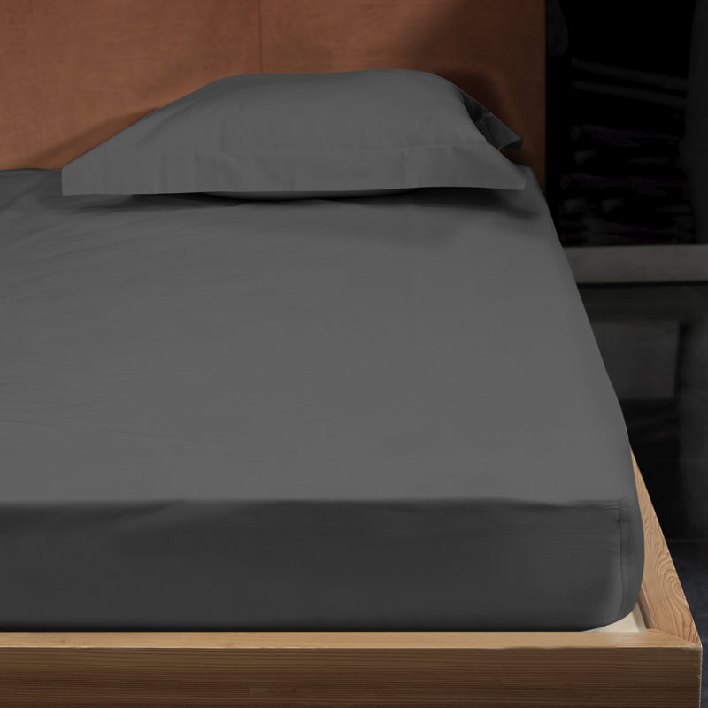 Raffaello Sateen Fitted Sheet, Lead Gray, California King