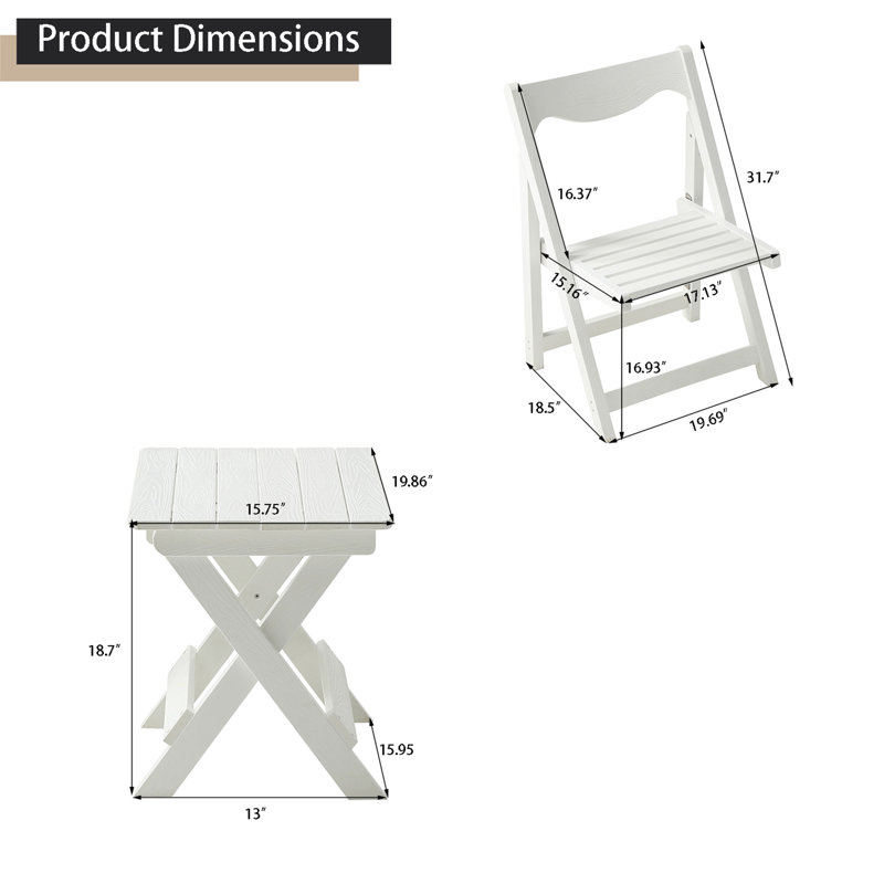 Ensemble de table de bar pliable, Blanc