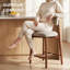 Ensemble de tabourets de bar en bois massif de 3,25 po de couleur kaki de hauteur comptoir, fabriqué en bois massif et en tissu, idéal pour les îlots de cuisine et les bars à domicile-461354978-461354988