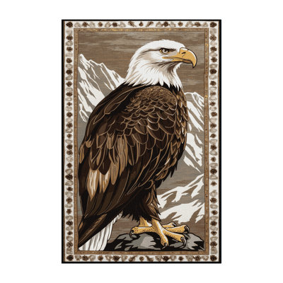Washable Eagle Wildlife Area Rug