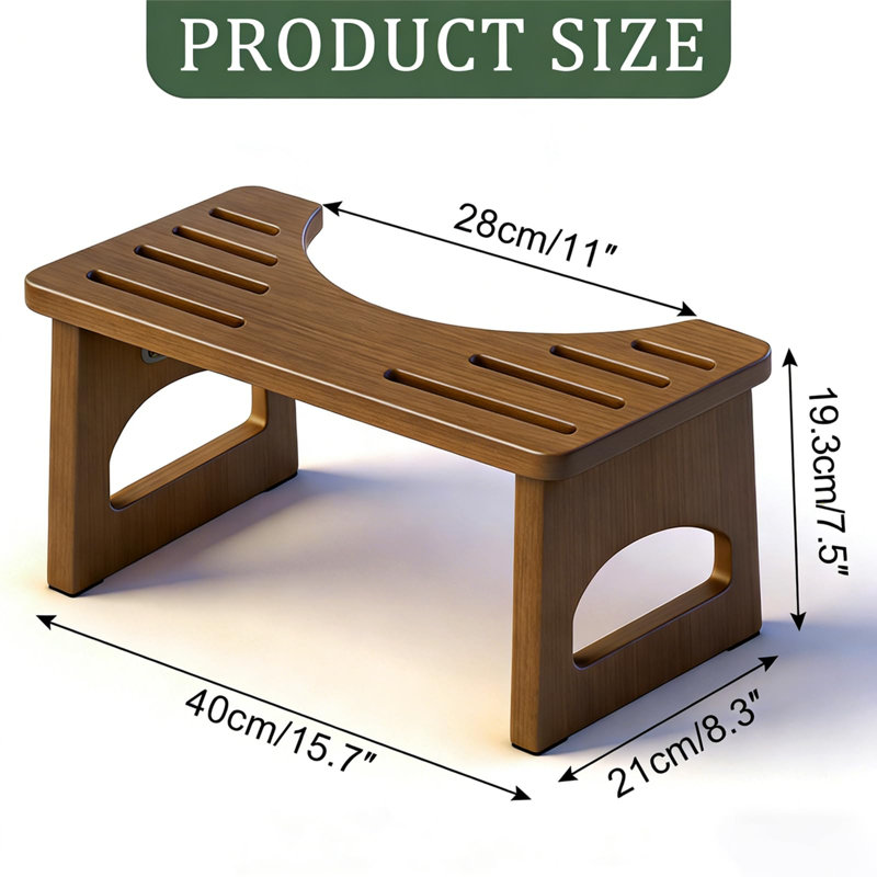 Foldable Toilet Stool, 7 Inch Poop Stool For Bathroom, Bamboo Toilet Stool Squat Adult(Brown)