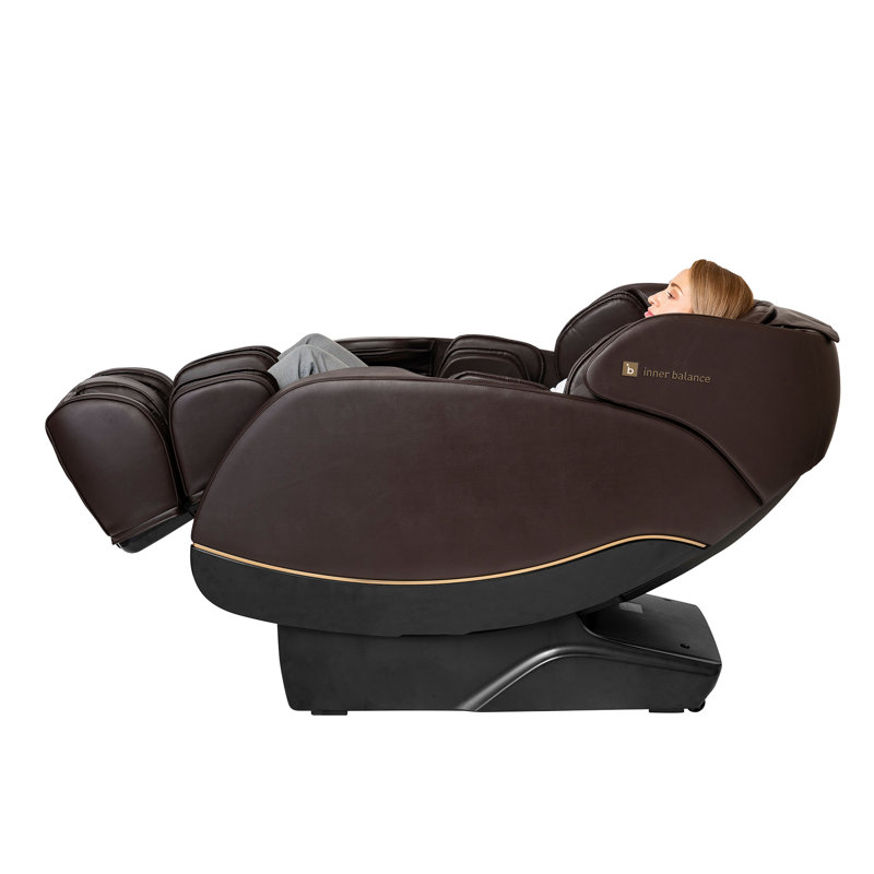 Inner Balance Wellness Jin 2.0 - Deluxe Heated SL Track Zero Gravity Massage Chair, Espresso Faux Leather