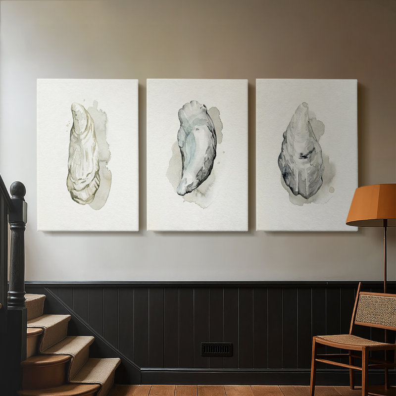 Oysters on the Bay I - Toile tendue sur mesure avec châssis - 3 pièces, H 12 po x l 24 po