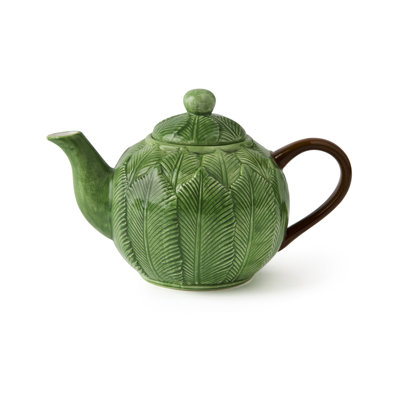 Excelsa Foliage 0.5 mL Stovetop Safe Stoneware Floral Teapot For
