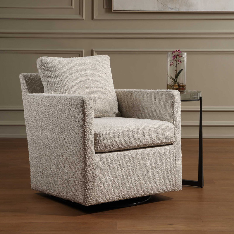  Fauteuil pivotant / coulissant crème Tisdell, White