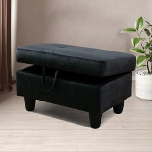 Comfort Ottoman Foot Rest Stool: Black Quality Pu Leather with  Handle,Pouffe Ottoman with Non-Skid Plastic Legs,Not Tipped  Over,Comfortable Sponge