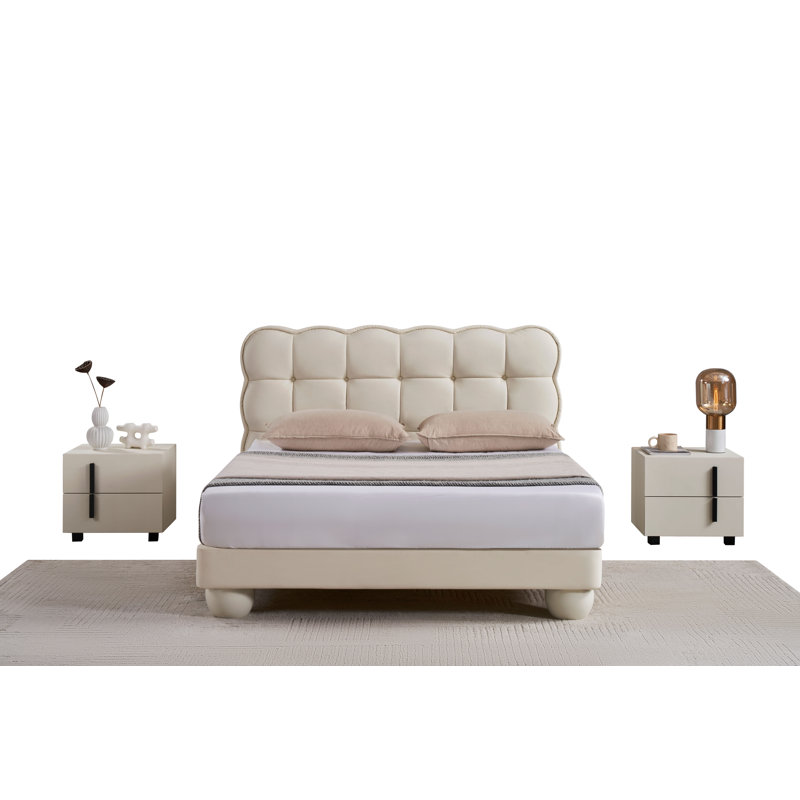 Lit plateforme en cuir Allende Daceyville Jayla, Double