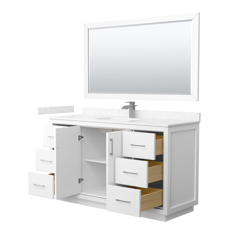 60'' W Single Vanity, White, Carrara, Brushed Nickel