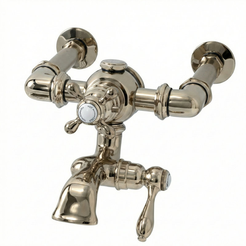 Robinet de baignoire mural thermostatique Strom Living, Nickel poli