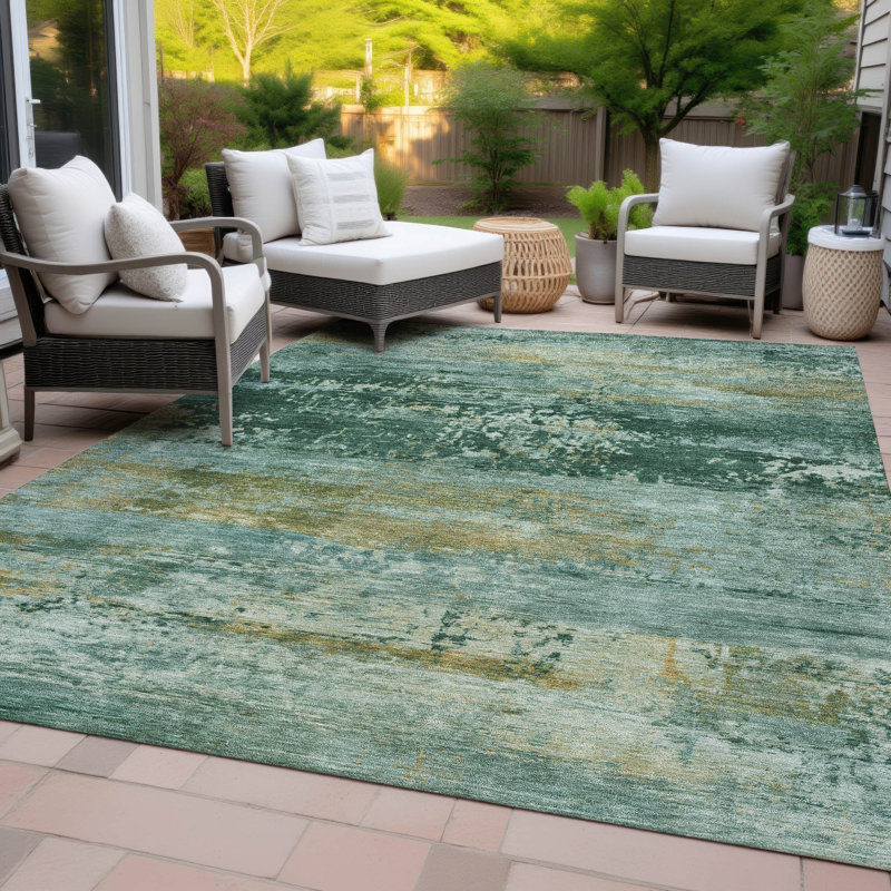 Machine Washable Indoor/Outdoor Meredith ACN2146 Abstract Rug, Rectangle 10' x 14'