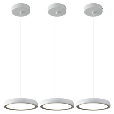 Mini luminaire suspendu moderne blanc à DEL à intensité variable pour îlot de cuisine (ensemble de 3)