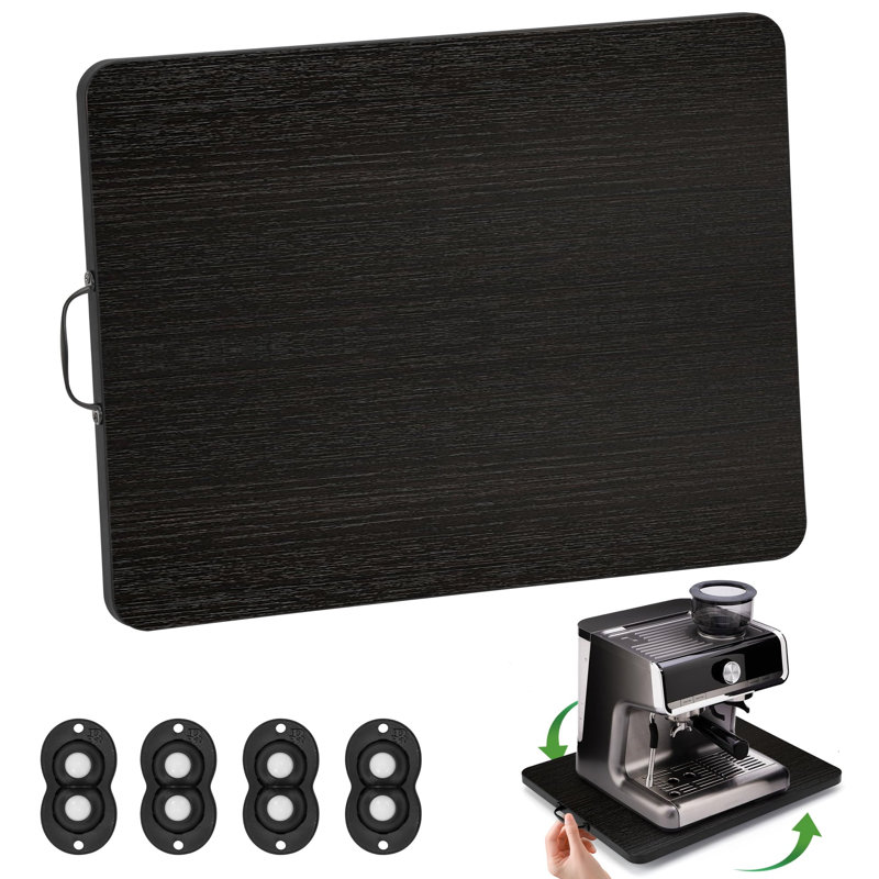 Glissière pour appareils électroménagers, plateau coulissant pour cafetière, glissière pour cafetière pour comptoir, glissière à plateau roulant sur 360 ° pour appareils de cuisine, noir