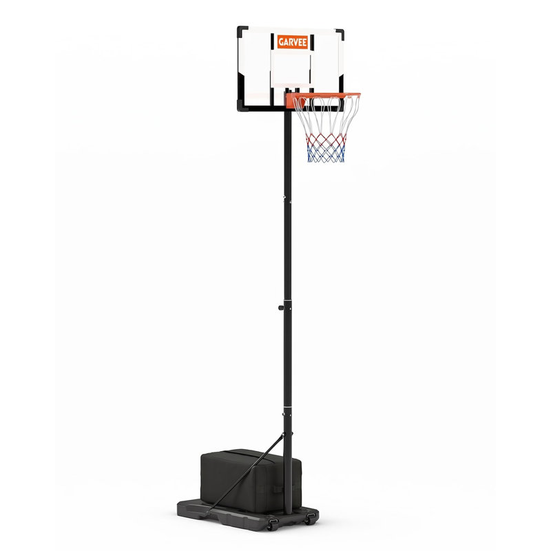 Panier de basketball réglable réglable avec base remplissable et roues, système de but de cour arrière