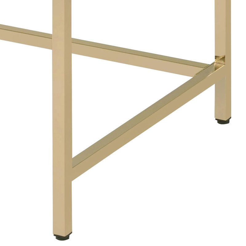 Bureau d'étude blanc ultrabrillant avec 2 tiroirs et pieds d'écriture dorés