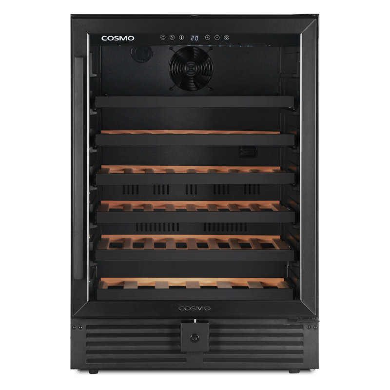 Cosmo Lumin Collection 24 In. 52-bottle Single Zone Compressor Wine Cooler, Digital Controls, Led Lighting, Matte Black