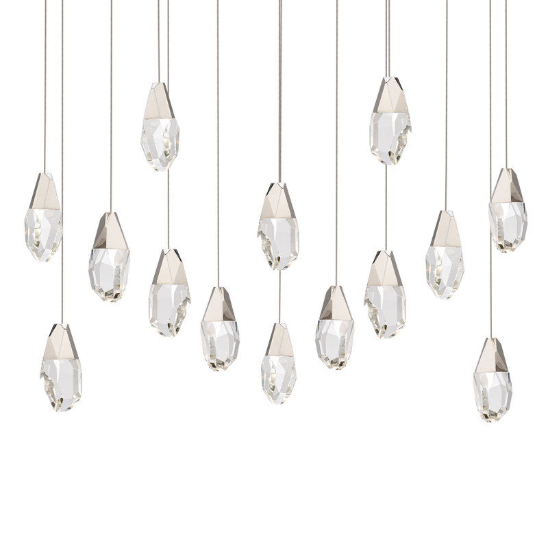 Martini 14 Light Crystal LED Multi-Light Pendant, Clear, Polished Nickel