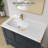 42 Inch Solid Surface Bathroom Vanity Top with Left SIde Integrated Sink, Bright White 2" Thick Modern Countertop, 1.38" Rear Backsplash, Smooth Edge Design, Waterproof & Easy Install