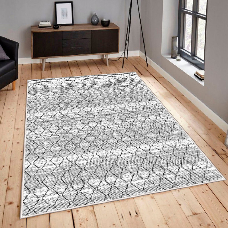 Wencil Versatile Machine Washable Area Rug, 4.6 x 7.2 ft, 100% Cotton, Antibacterial | Plush Pile Height: 0.4 in, Non-Slip PVC Underside, Dot Base, Elegant Cream, Blue, Red, Purple & Camel Colors | Durable & Stylish Home Decor