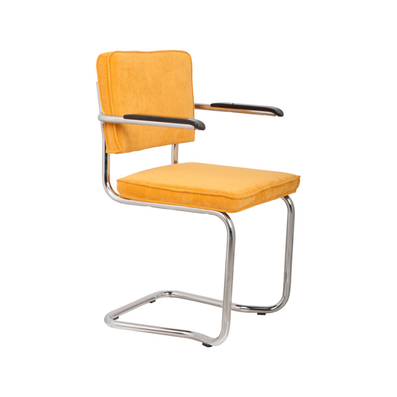 Chaise en porte-à-faux rembourrée Ridge, Jaune