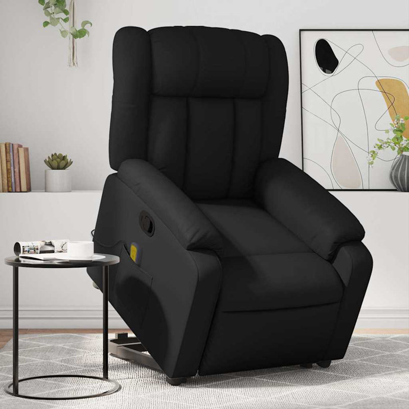 Fauteuil de massage en faux cuir, Inclinaison par pression manuelle, Noir
