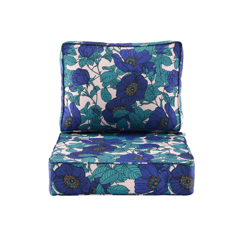 Coussin de siège intérieur / extérieur, 1, Blue Flowers