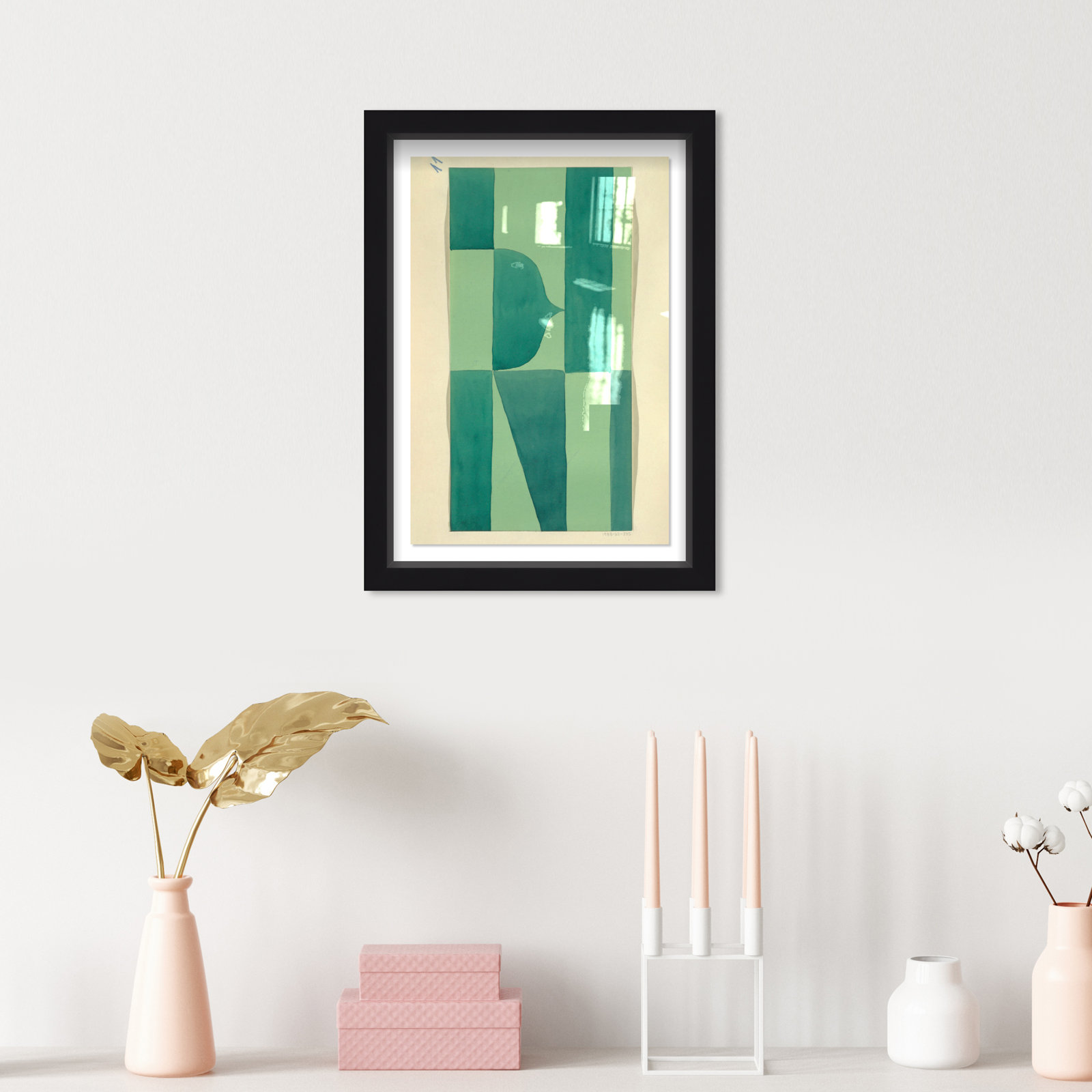 Green Abstract by Oliver Gal, Black, 16" H x 11" W