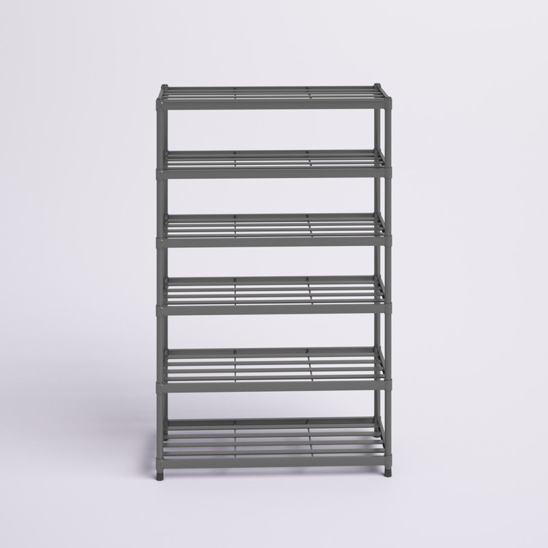 TRINITY Dark Gray 6-Tier Slat Shoe Rack